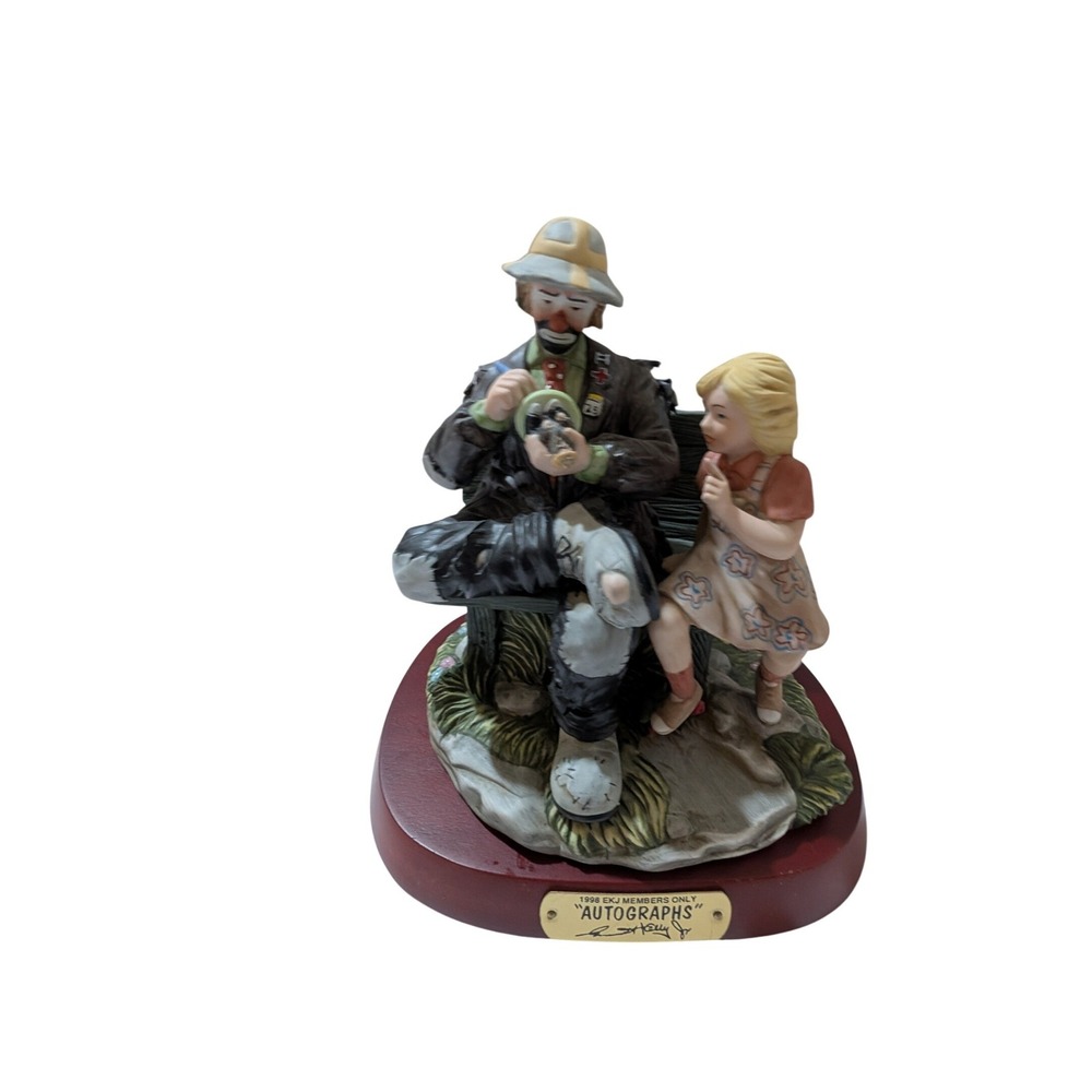1998 Emmett Kelly Jr Autographs Figurine 3819 Flambro Weary Willie Clown Bench